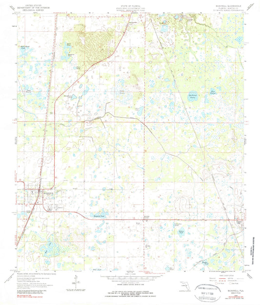 Classic USGS Bushnell Florida 7.5'x7.5' Topo Map Image