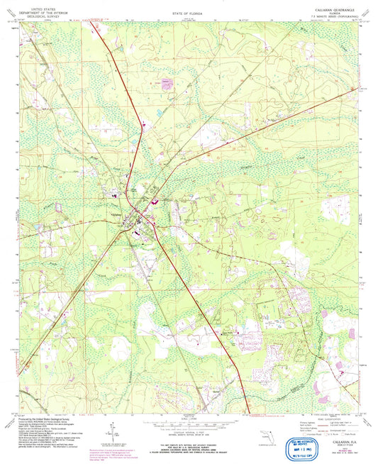 Classic USGS Callahan Florida 7.5'x7.5' Topo Map Image