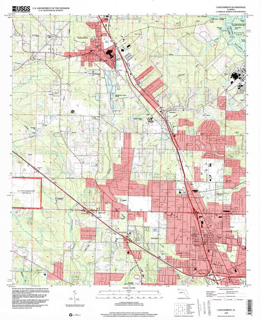 Classic USGS Cantonment Florida 7.5'x7.5' Topo Map Image