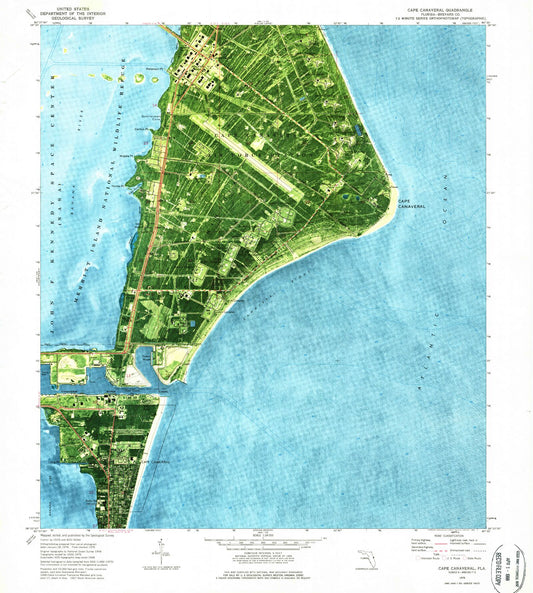 Classic USGS Cape Canaveral Florida 7.5'x7.5' Topo Map Image