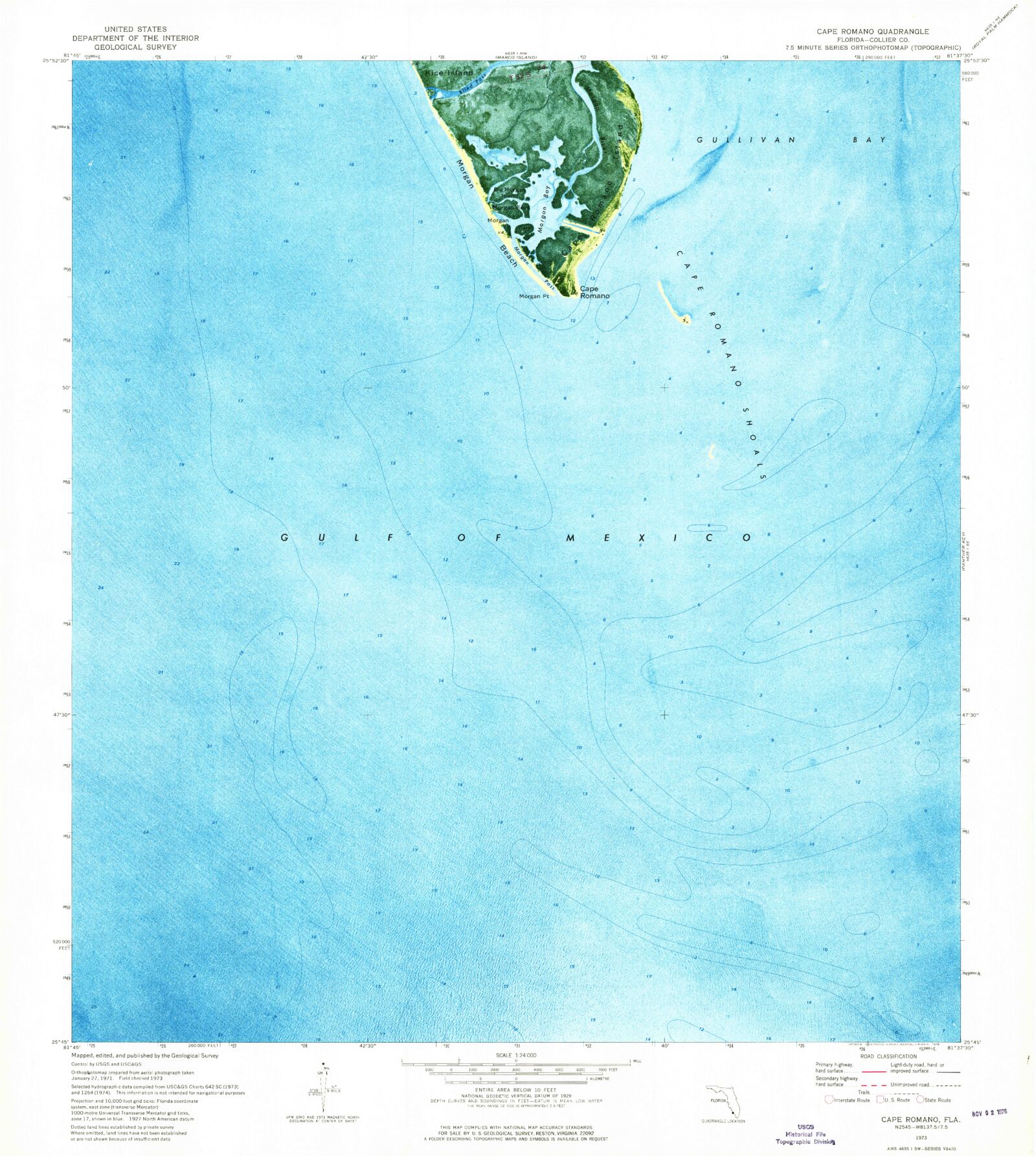 Classic USGS Cape Romano Florida - FL Cape Romano 345397 1973 24000 Geo