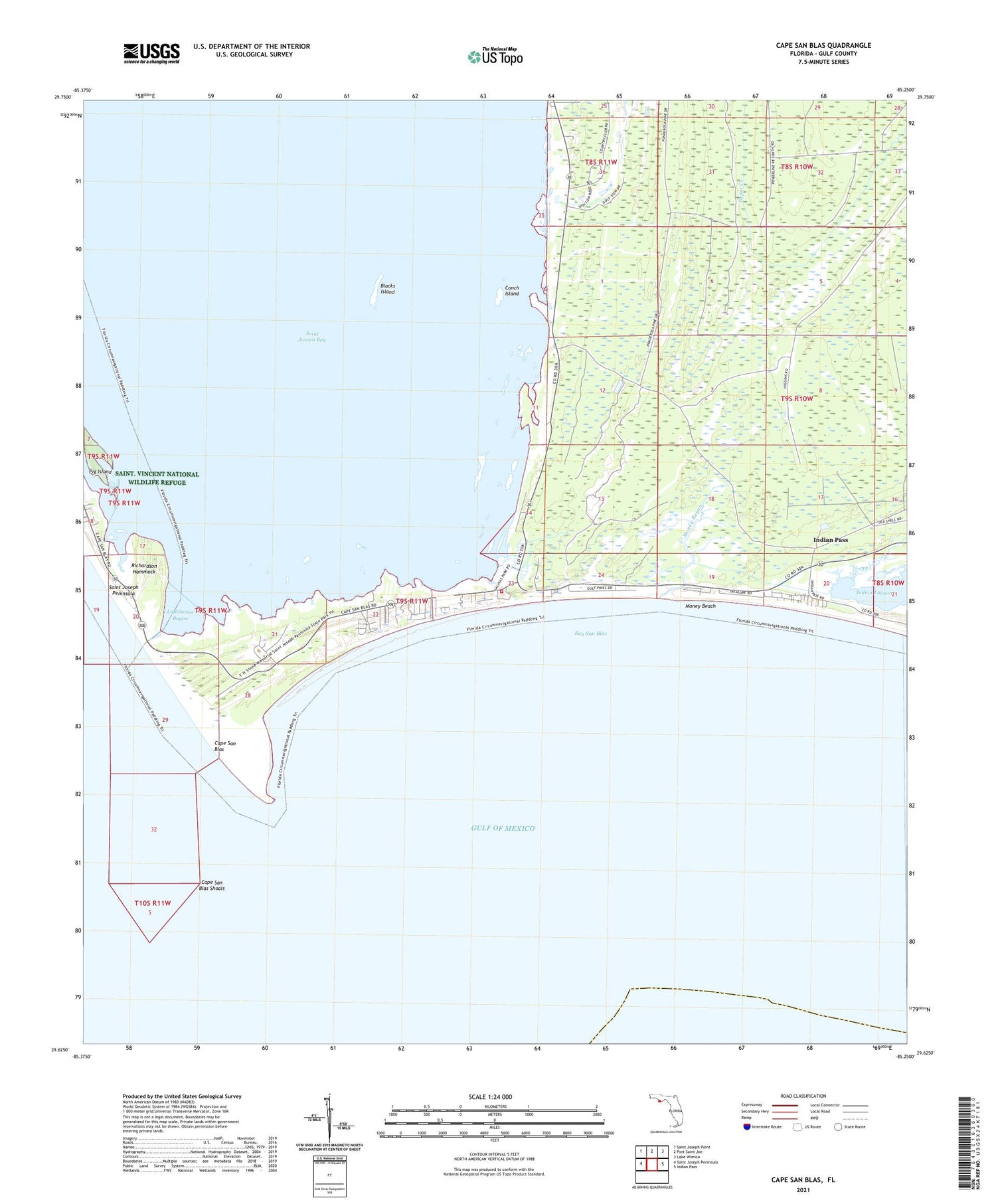 Cape San Blas Florida US Topo Map Image