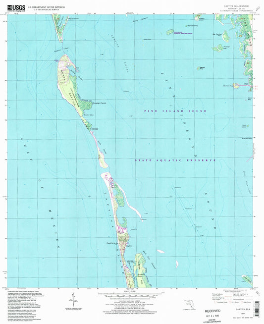 Classic USGS Captiva Florida 7.5'x7.5' Topo Map Image