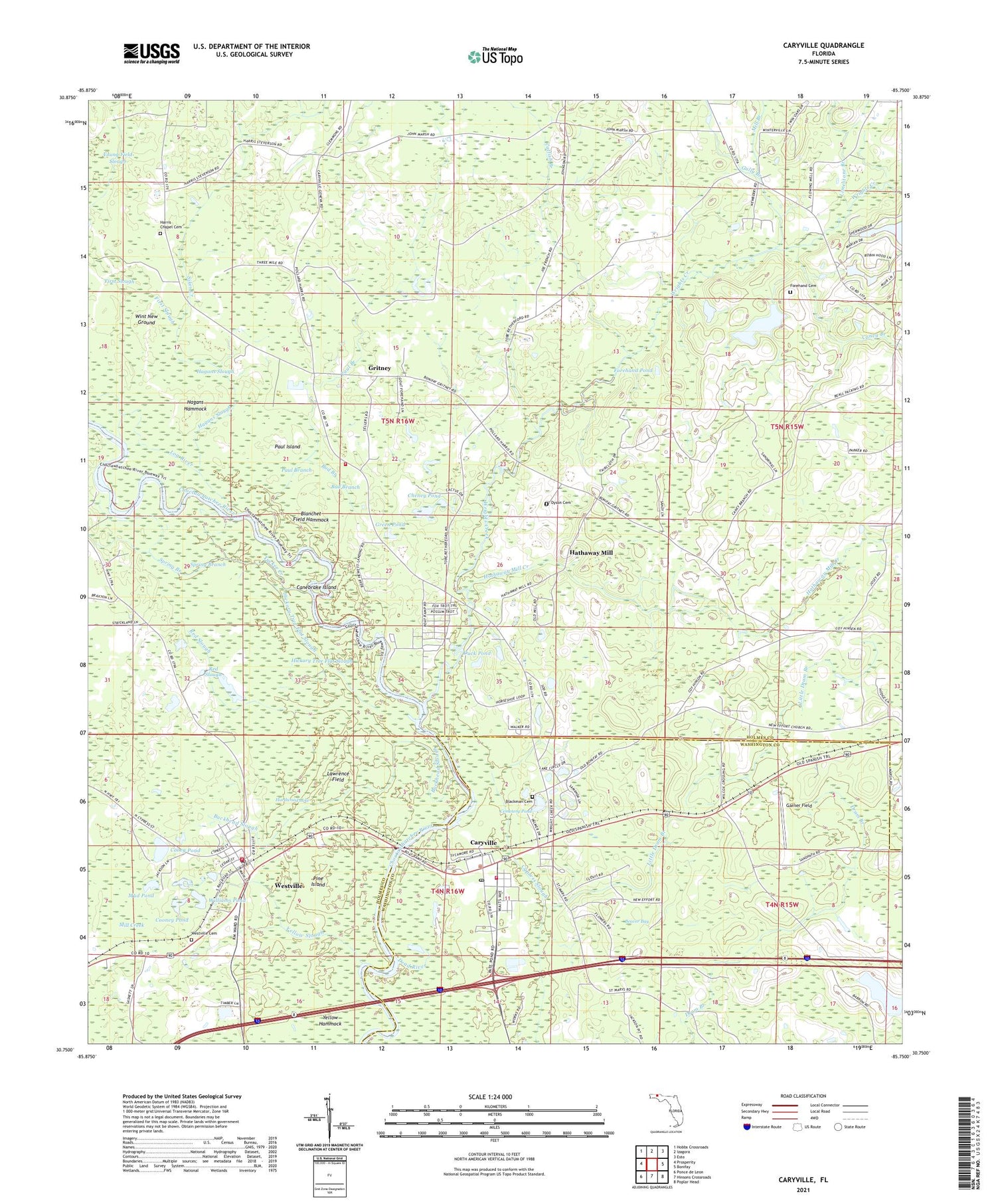 Caryville Florida US Topo Map Image
