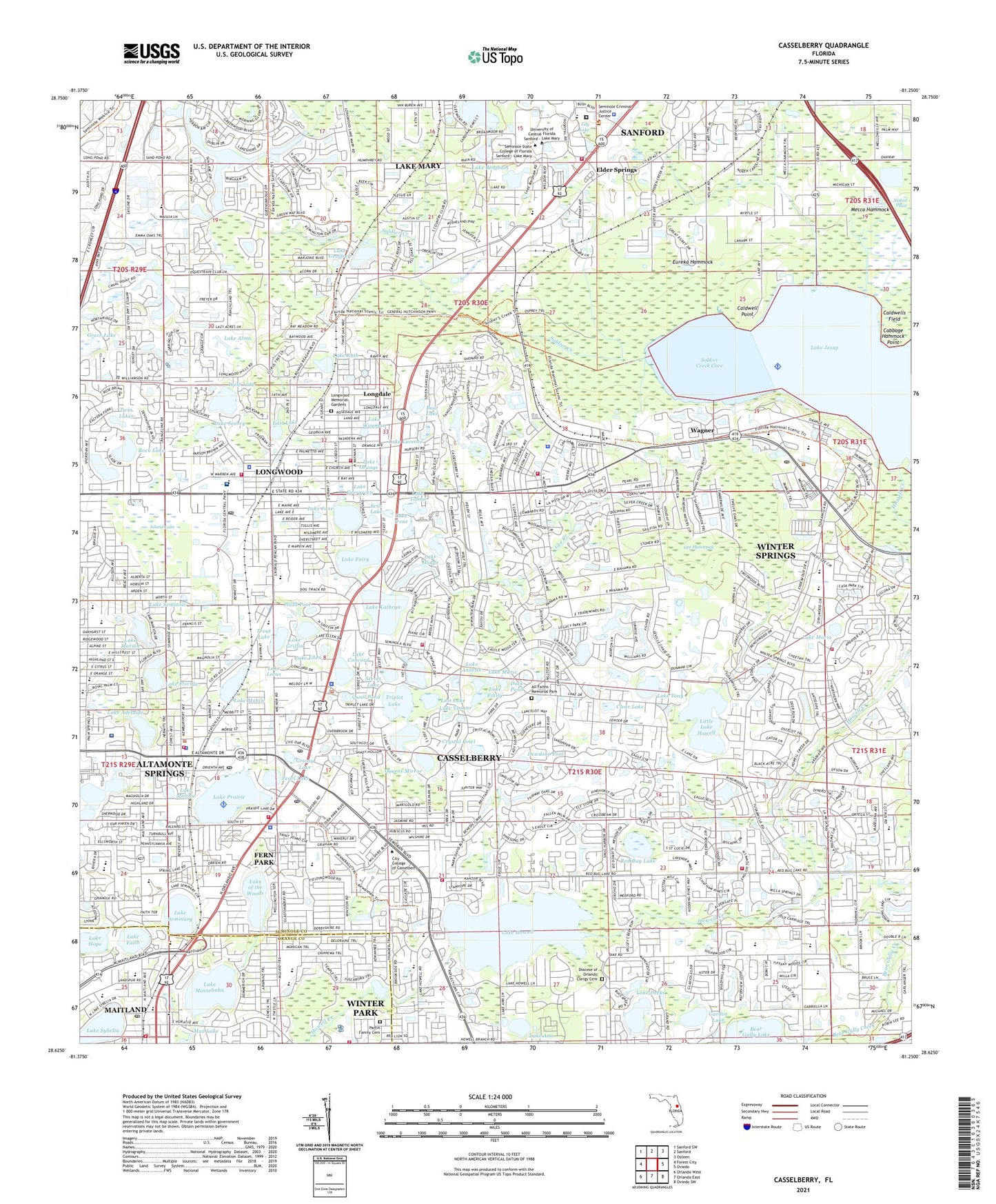 Casselberry Florida Us Topo Map Mytopo Map Store 