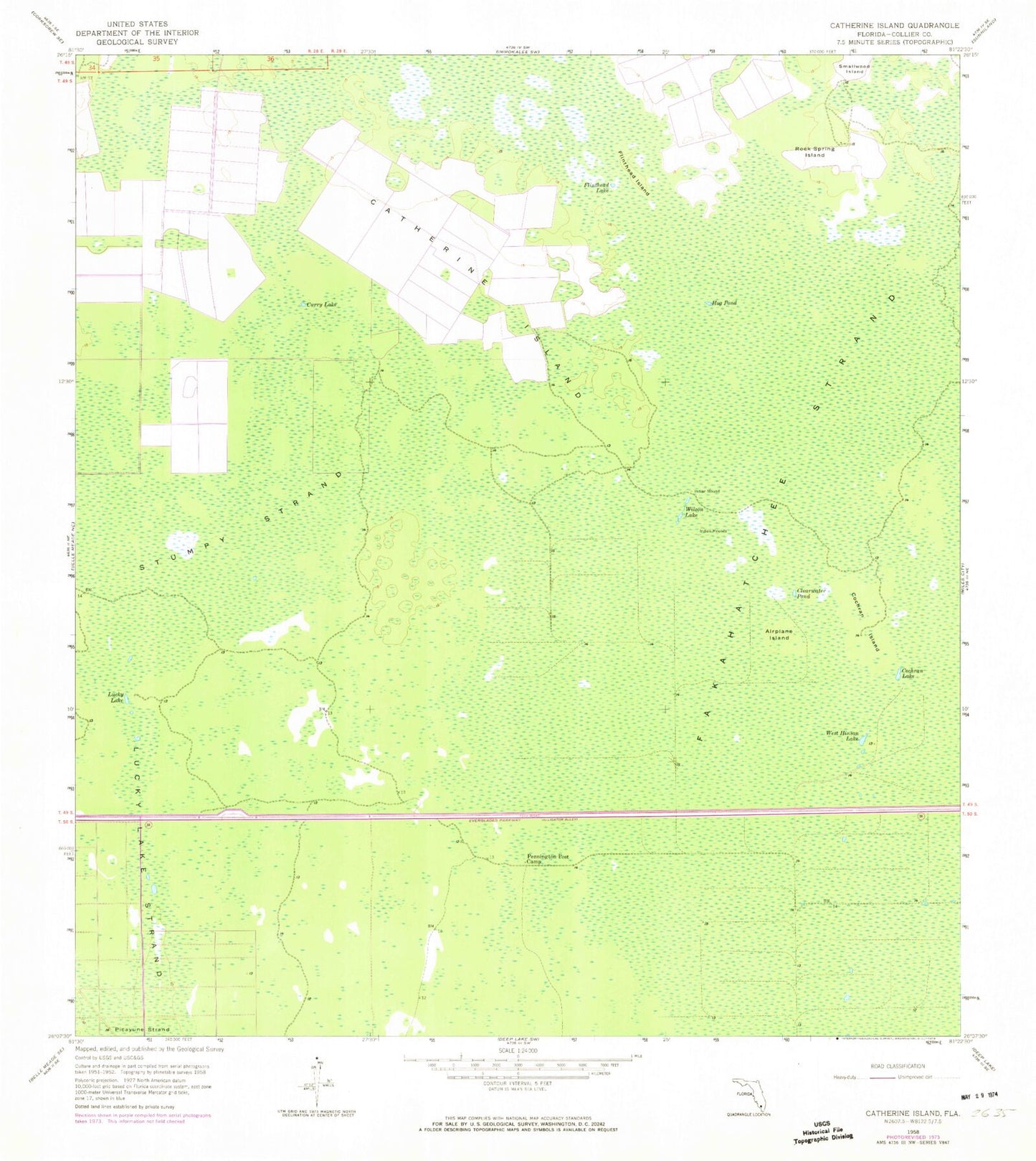 Classic USGS Catherine Island Florida 7.5'x7.5' Topo Map Image