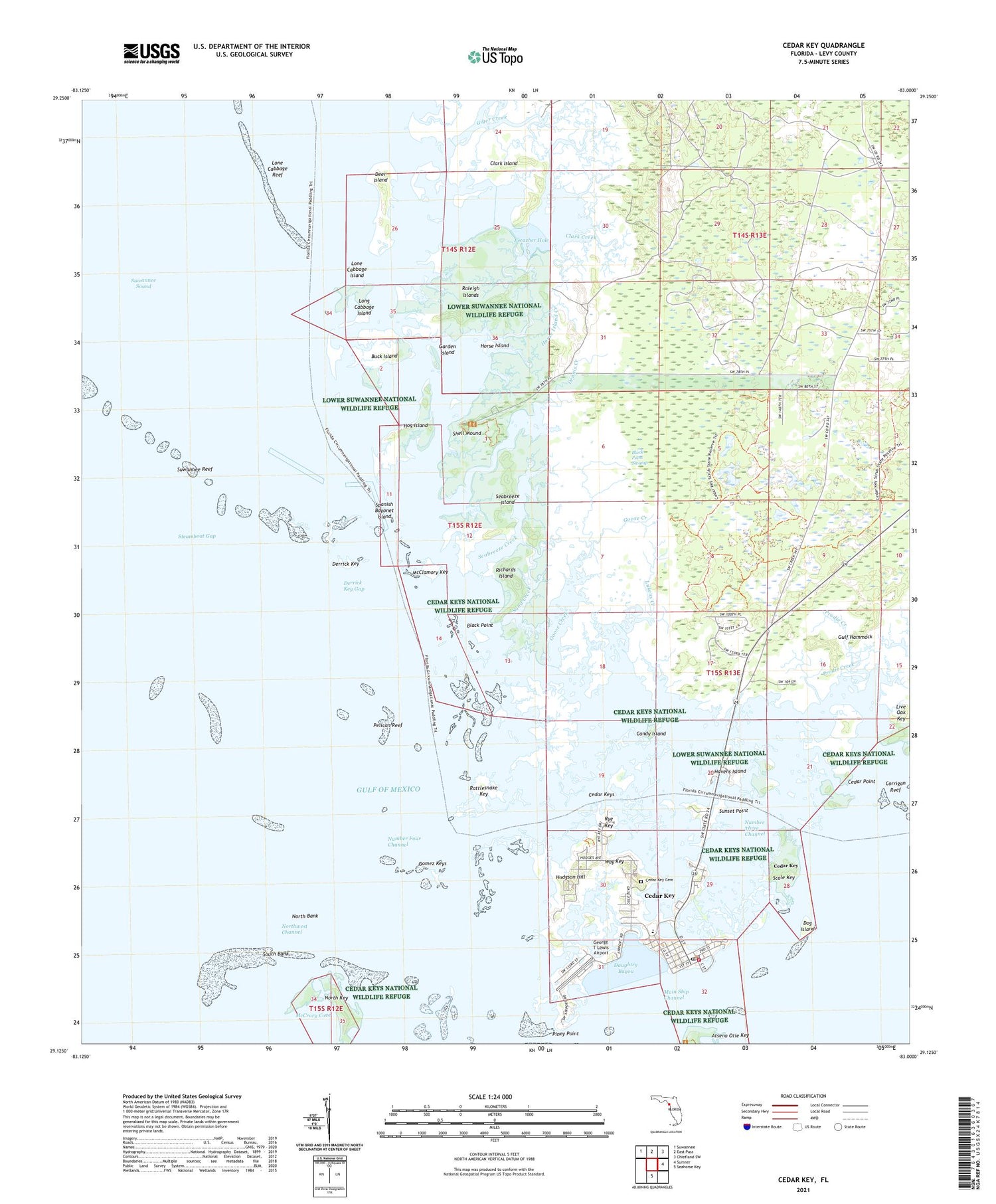 Cedar Key Florida US Topo Map Image