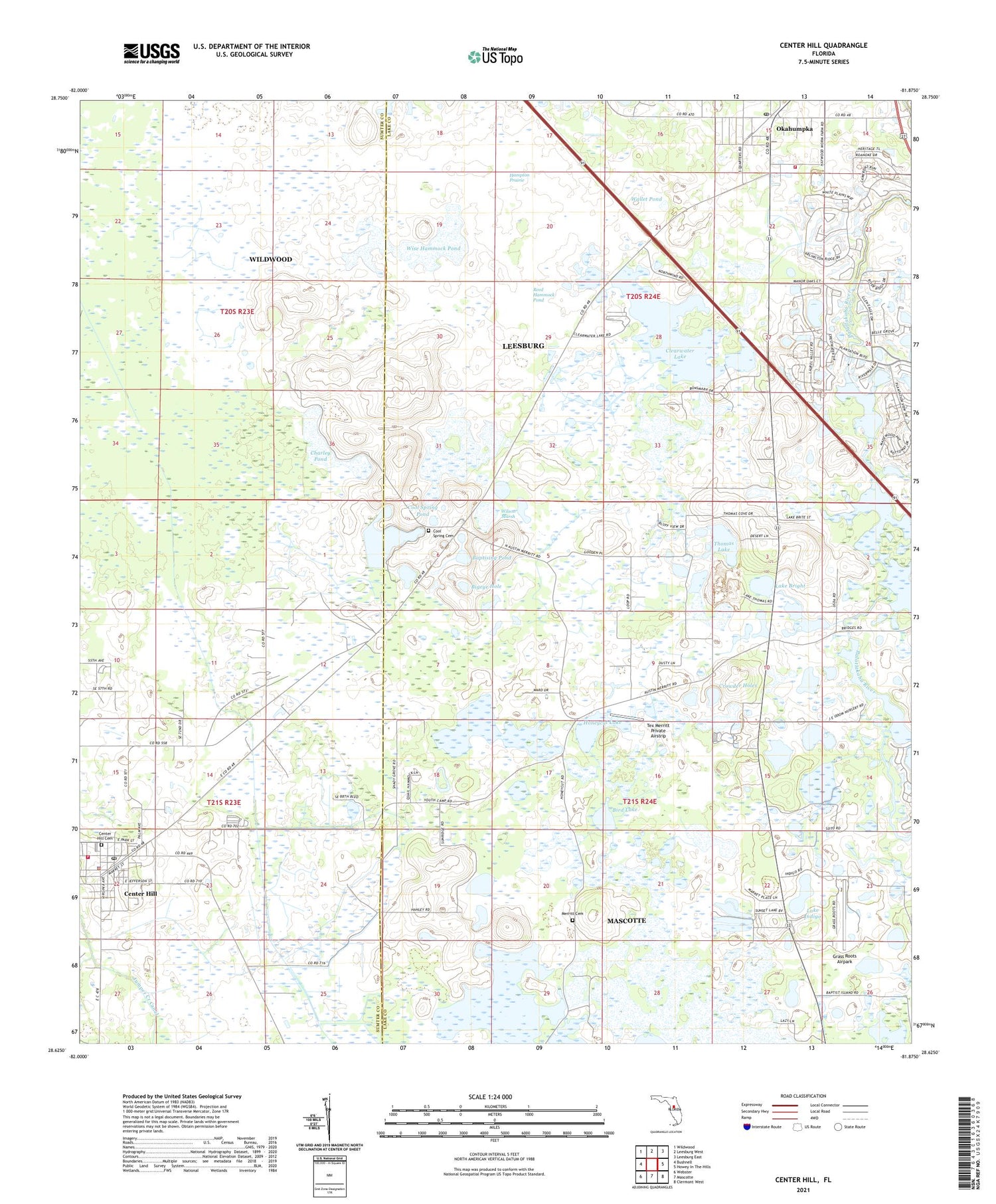 Center Hill Florida US Topo Map Image