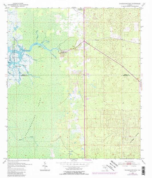 Classic USGS Chassahowitzka Florida 7.5'x7.5' Topo Map Image