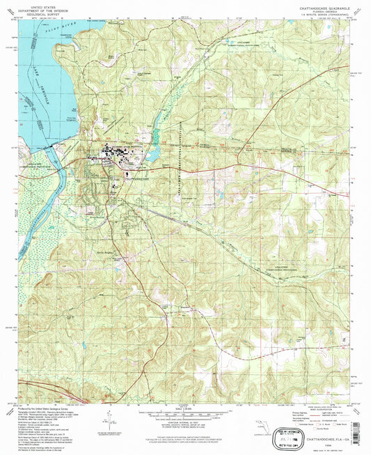Classic USGS Chattahoochee Florida 7.5'x7.5' Topo Map Image