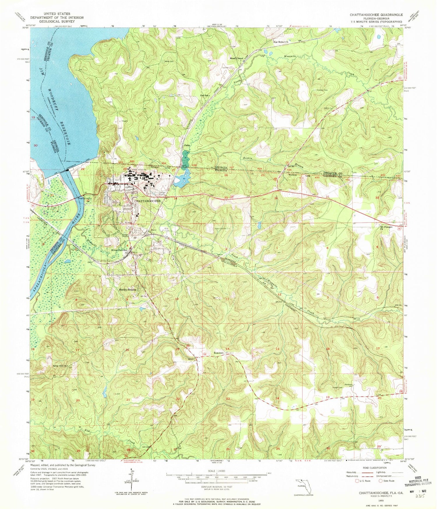 Classic USGS Chattahoochee Florida 7.5'x7.5' Topo Map Image