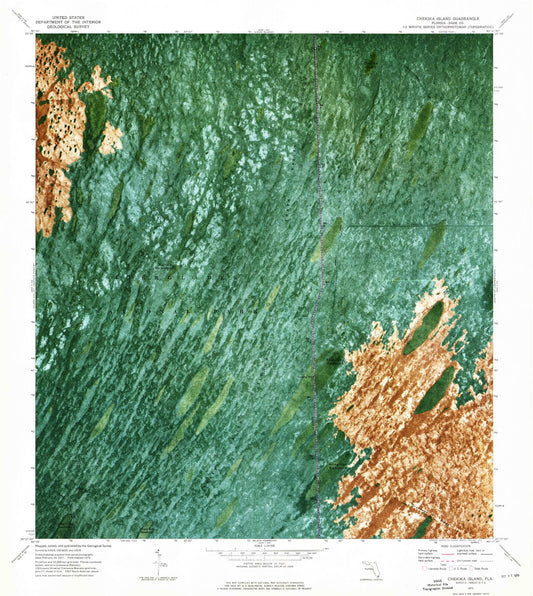 Classic USGS Chekika Island Florida 7.5'x7.5' Topo Map Image