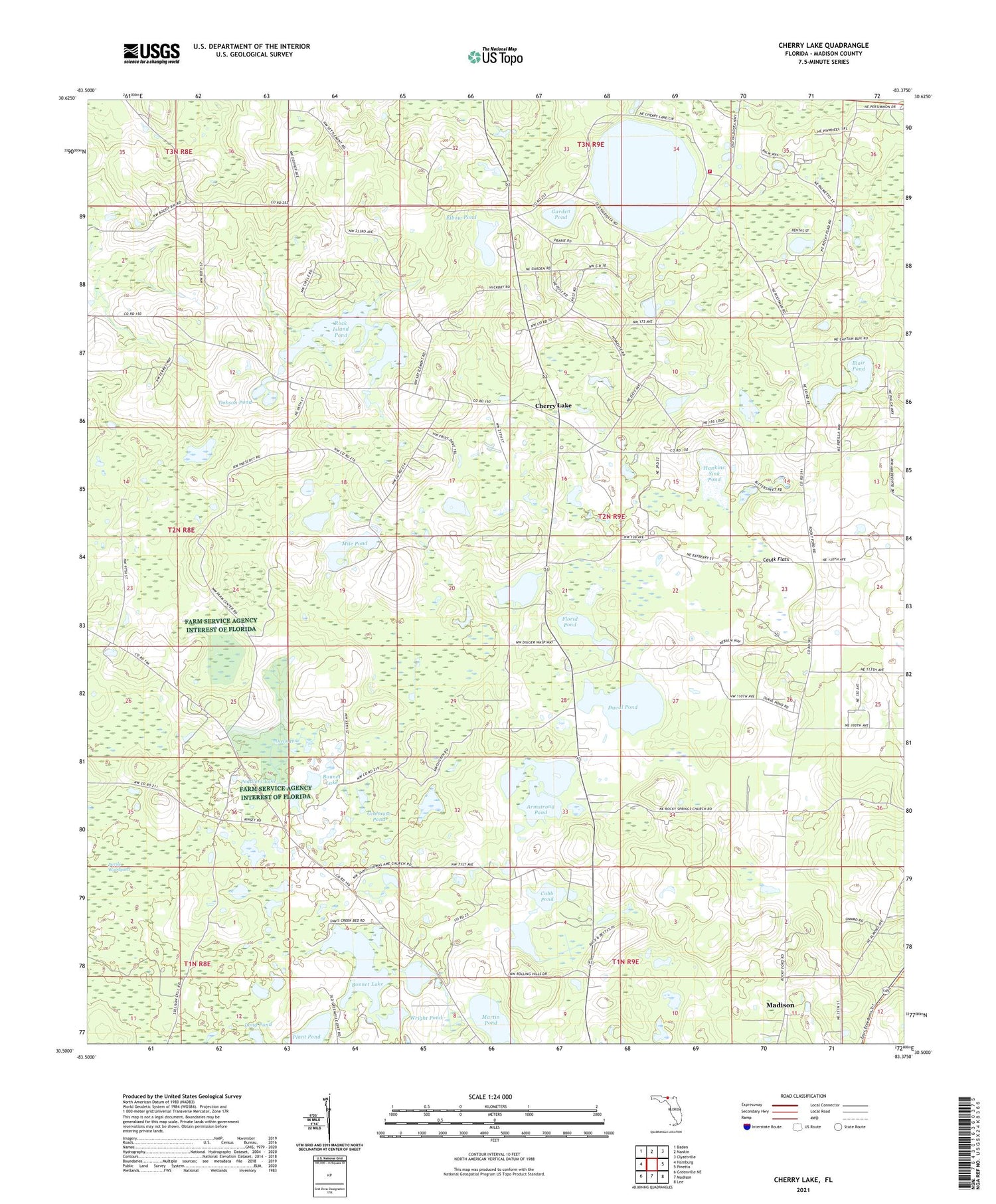 Cherry Lake Florida US Topo Map Image