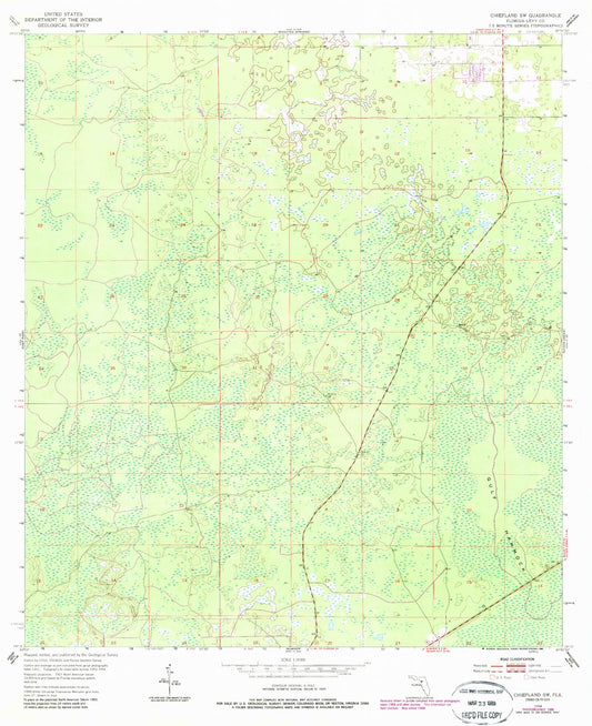 Classic USGS Chiefland SW Florida 7.5'x7.5' Topo Map Image
