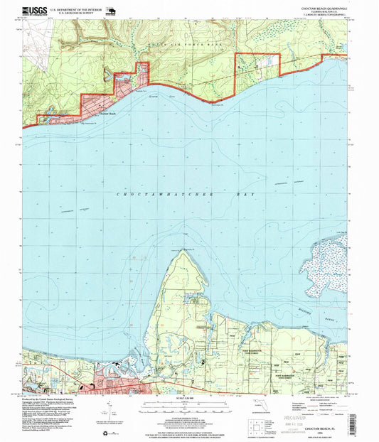 Classic USGS Choctaw Beach Florida 7.5'x7.5' Topo Map Image