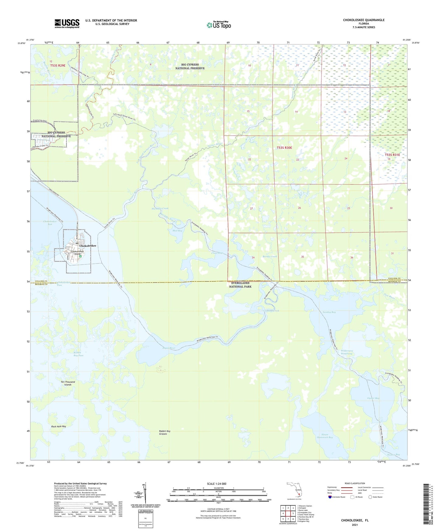 Chokoloskee Florida US Topo Map Image