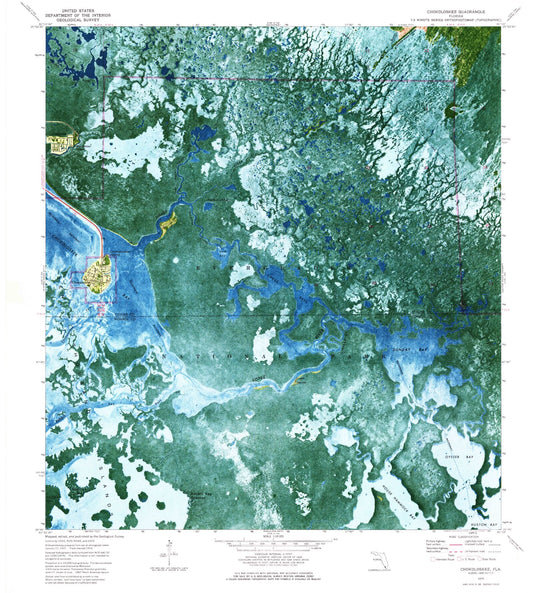 Classic USGS Chokoloskee Florida 7.5'x7.5' Topo Map Image