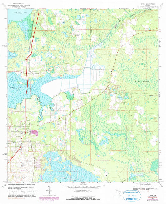 Classic USGS Citra Florida 7.5'x7.5' Topo Map Image