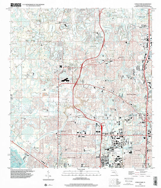 Classic USGS Citrus Park Florida 7.5'x7.5' Topo Map Image