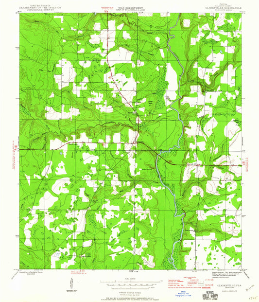 Classic USGS Clarksville Florida 7.5'x7.5' Topo Map Image