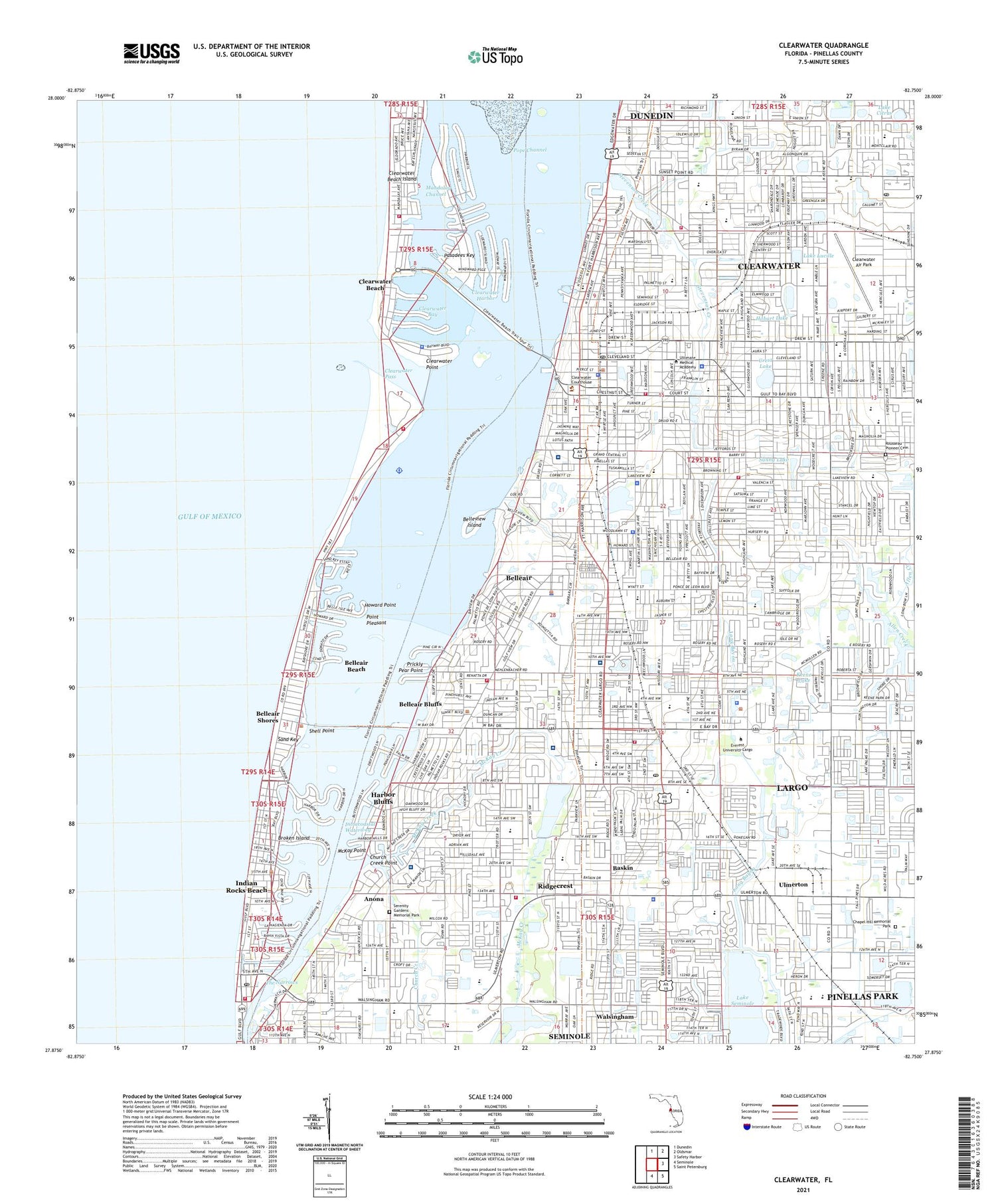 Clearwater Florida US Topo Map Image
