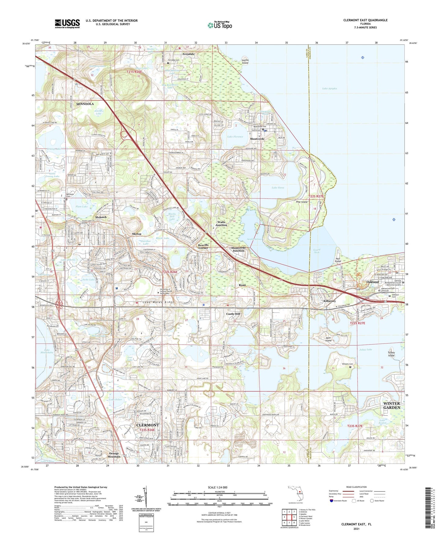 Clermont East Florida US Topo Map Image