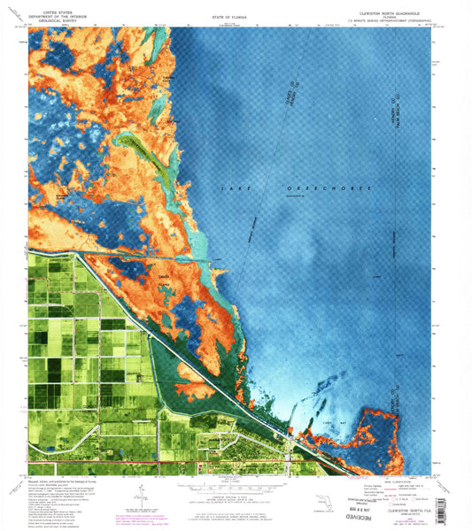 Classic USGS Clewiston North Florida 7.5'x7.5' Topo Map Image