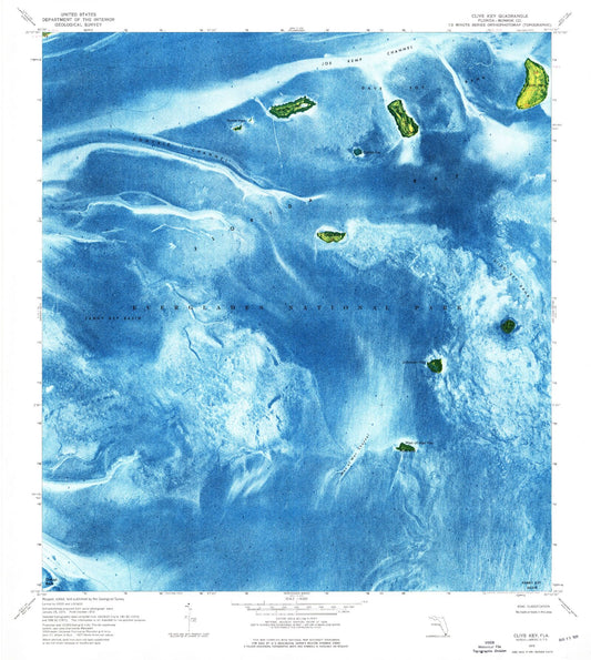 Classic USGS Clive Key Florida 7.5'x7.5' Topo Map Image