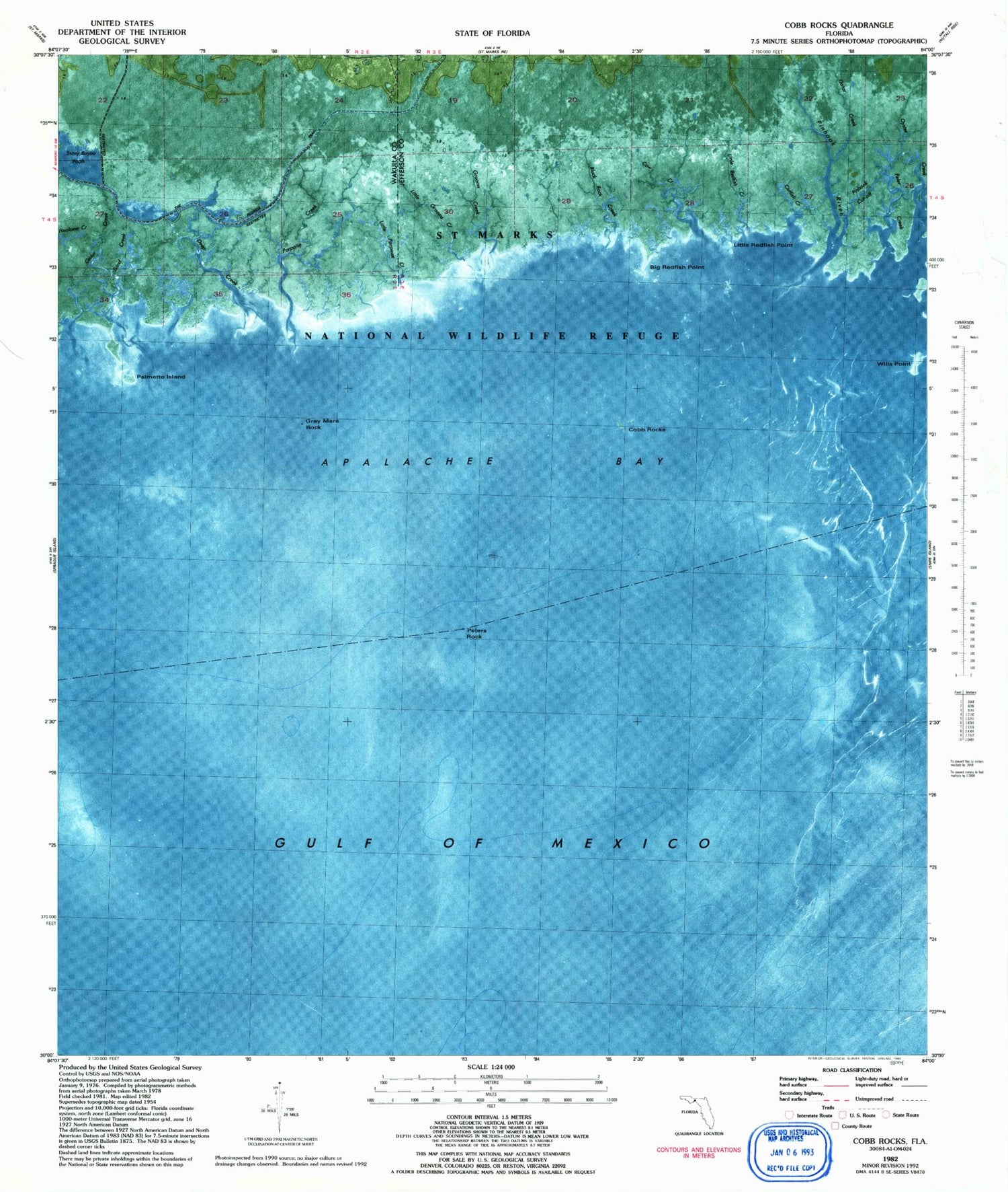 Classic USGS Cobb Rocks Florida 7.5'x7.5' Topo Map Image