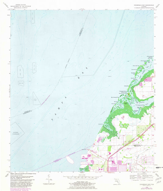 Classic USGS Cockroach Bay Florida 7.5'x7.5' Topo Map Image