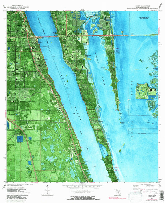Classic USGS Cocoa Florida 7.5'x7.5' Topo Map Image