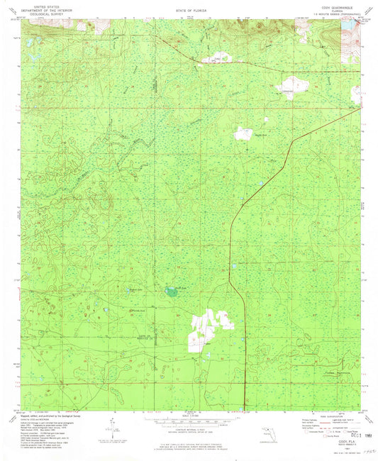 Classic USGS Cody Florida 7.5'x7.5' Topo Map Image