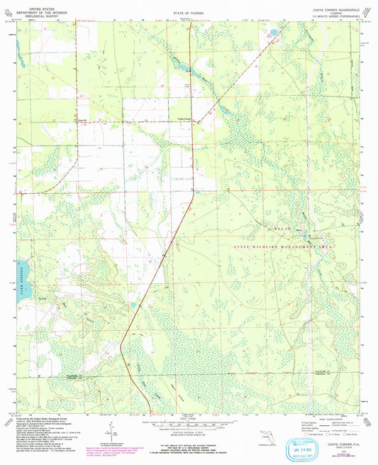 Classic USGS Codys Corner Florida 7.5'x7.5' Topo Map Image