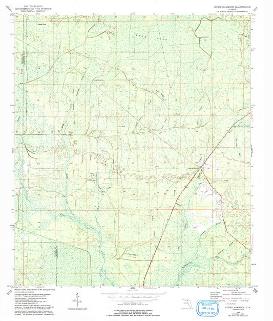 Classic USGS Cooks Hammock Florida 7.5'x7.5' Topo Map Image