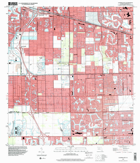 Classic USGS Cooper City Florida 7.5'x7.5' Topo Map Image