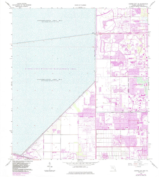 Classic USGS Cooper City NE Florida 7.5'x7.5' Topo Map Image