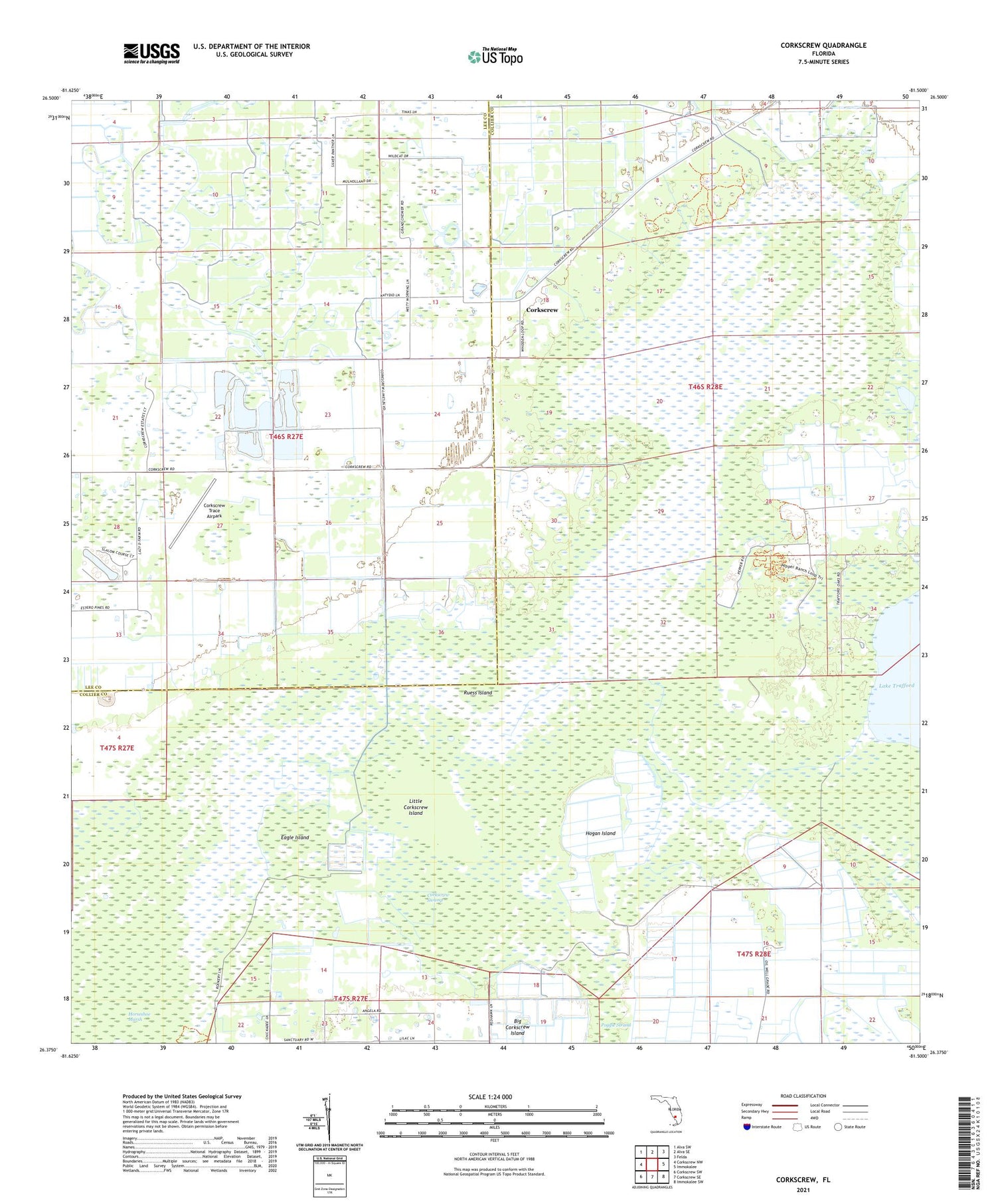 Corkscrew Florida US Topo Map Image