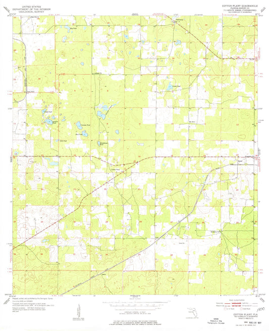 Classic USGS Cotton Plant Florida 7.5'x7.5' Topo Map Image
