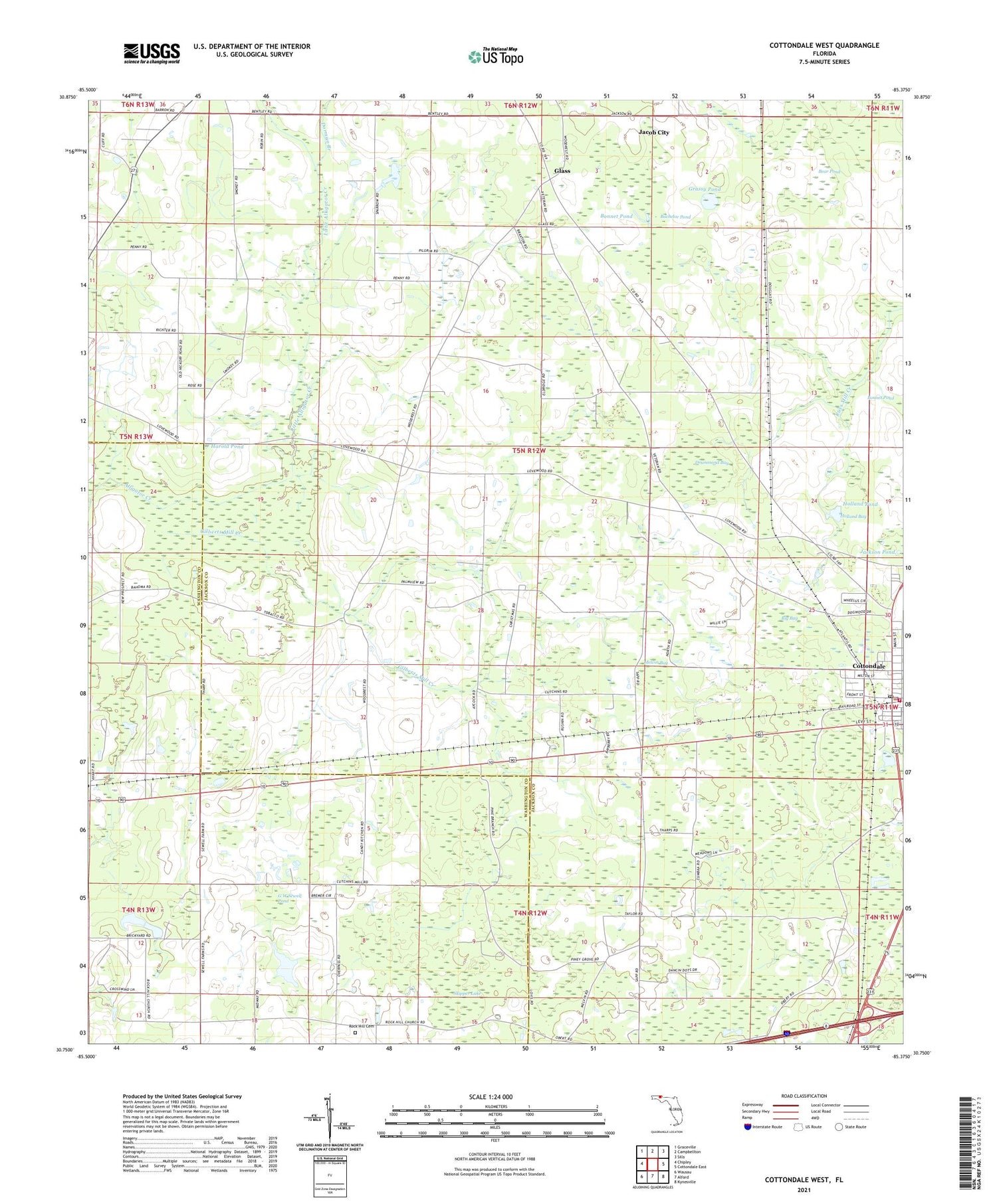 Cottondale West Florida US Topo Map Image