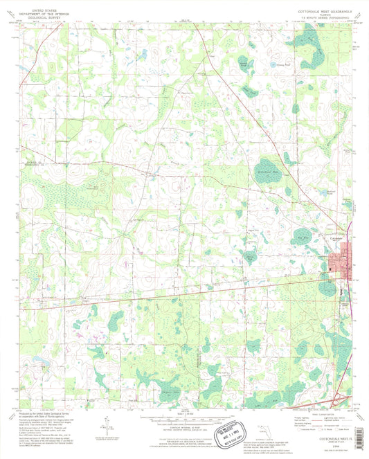 Classic USGS Cottondale West Florida 7.5'x7.5' Topo Map Image