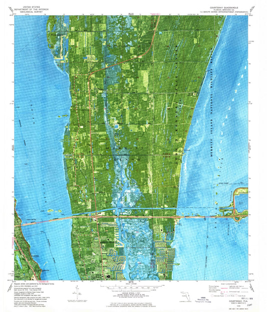 Classic USGS Courtenay Florida 7.5'x7.5' Topo Map Image