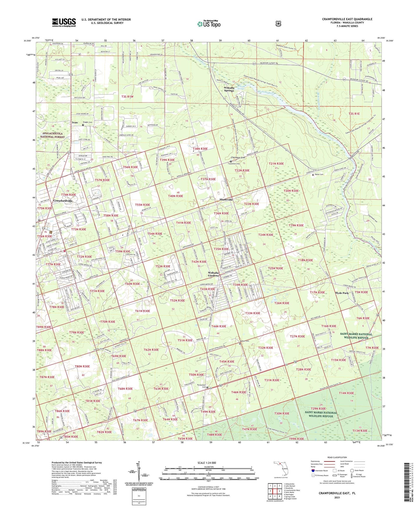Crawfordville East Florida US Topo Map Image