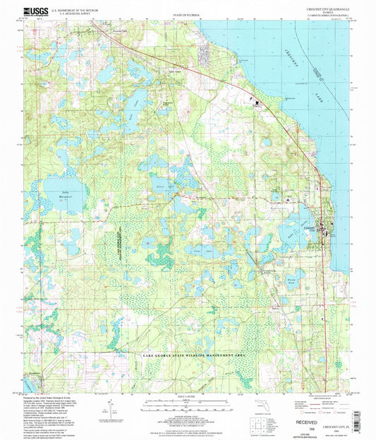 Classic USGS Crescent City Florida 7.5'x7.5' Topo Map Image