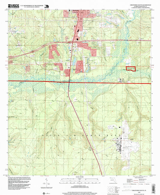 Classic USGS Crestview South Florida 7.5'x7.5' Topo Map Image