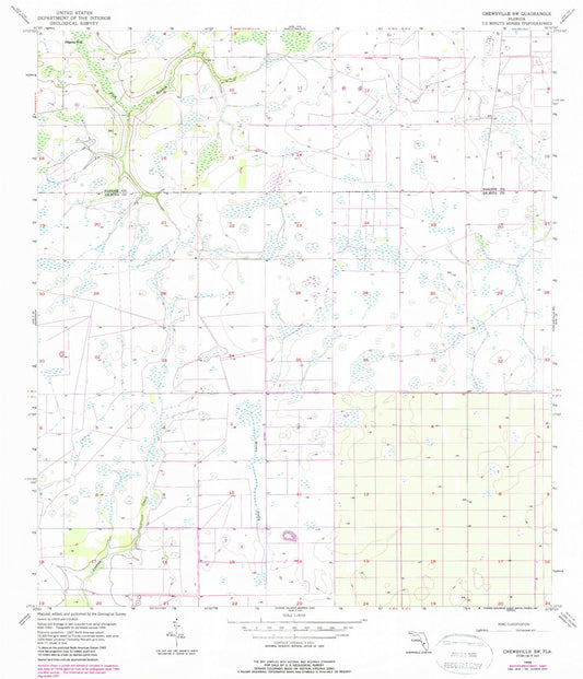 Classic USGS Crewsville SW Florida 7.5'x7.5' Topo Map Image