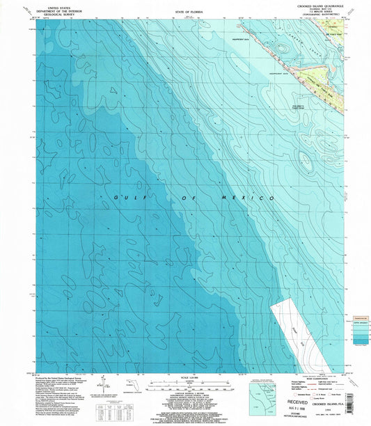 Classic USGS Crooked Island Florida 7.5'x7.5' Topo Map Image
