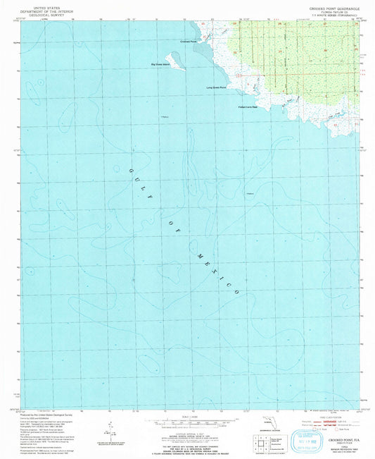 Classic USGS Crooked Point Florida 7.5'x7.5' Topo Map Image