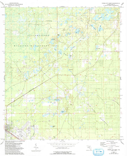 Classic USGS Cross City East Florida 7.5'x7.5' Topo Map Image