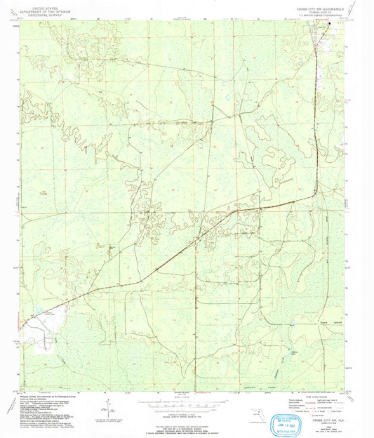 Classic USGS Cross City SW Florida 7.5'x7.5' Topo Map Image