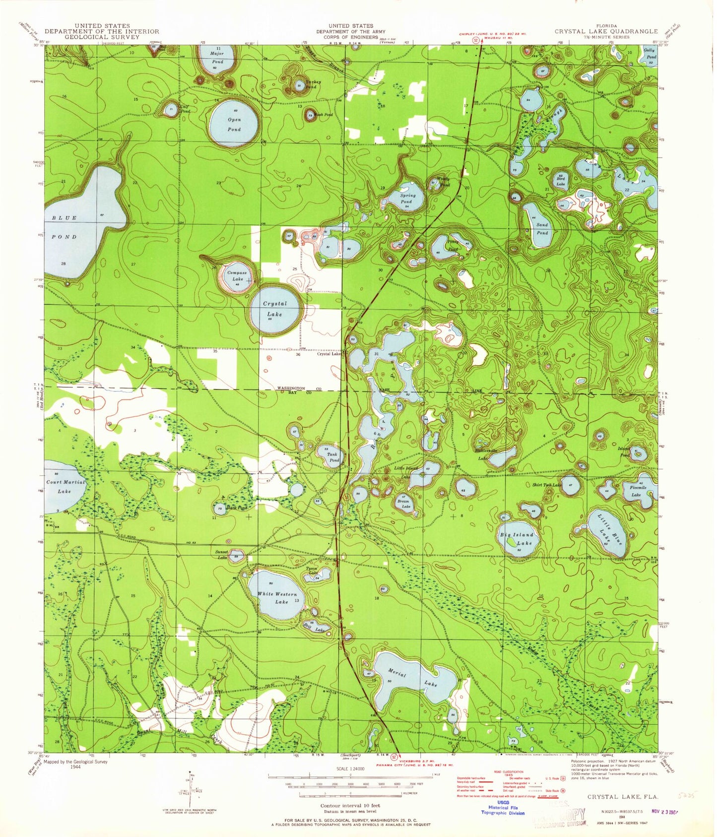 Classic USGS Crystal Lake Florida 7.5'x7.5' Topo Map Image